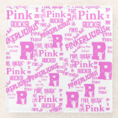 ROZE ALLES GLAZEN ONDERZETTER (Voorkant)