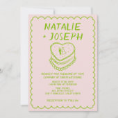 Roze alles in een hand getrokken taart Lijst bruil Kaart (Voorkant)