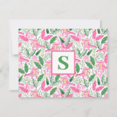 Roze Alligator Chardonnay Monogram Preppy Bedankkaart (Voorkant)