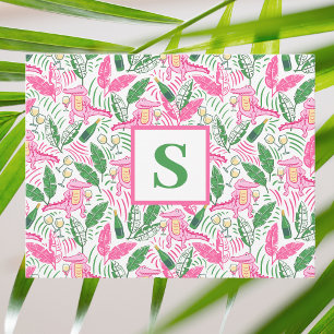 Roze Alligator Chardonnay Monogram Preppy Bedankkaart