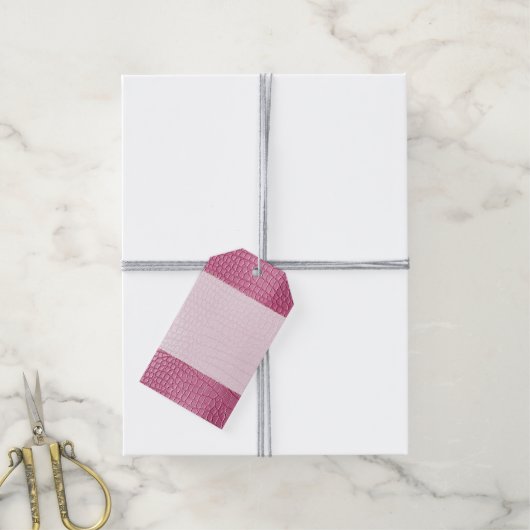 Roze Alligator Dierenprint Cadeaulabel (Met Touw)