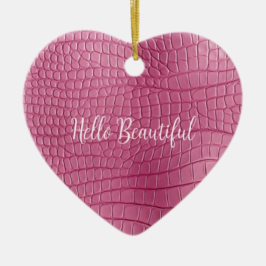 Roze Alligator Dierenprint Keramisch Ornament (Voorkant)