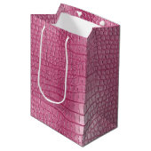 Roze Alligator Dierenprint Medium Cadeauzakje (Voorkant Gekanteld)