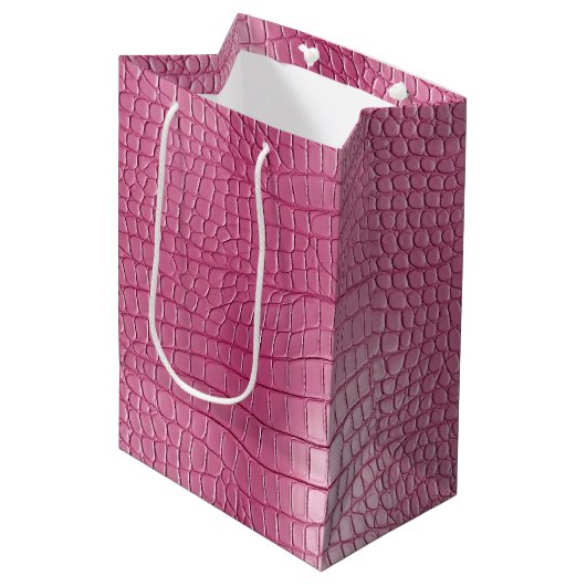 Roze Alligator Dierenprint Medium Cadeauzakje (Voorkant Gekanteld)