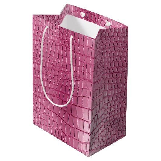 Roze Alligator Dierenprint Medium Cadeauzakje (Achterkant Gekanteld)