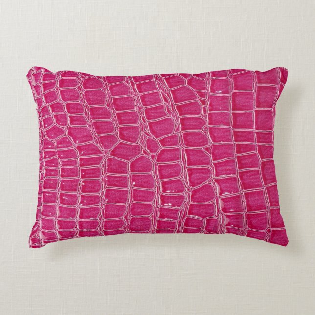 Roze Alligator Patroon Textuur Accent Kussen (Voorkant)
