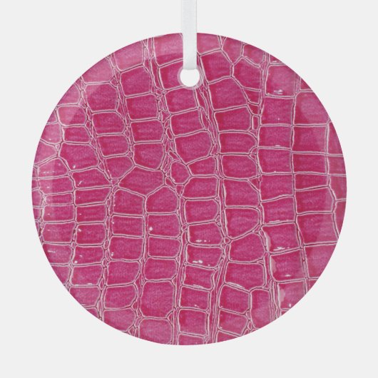 Roze Alligator Patroon Textuur Glas Ornament (Voorkant)