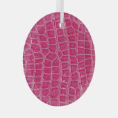 Roze Alligator Patroon Textuur Glas Ornament (Voorkant Rechts)