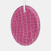 Roze Alligator Patroon Textuur Glas Ornament (Voorkant links)