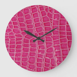 Roze Alligator Patroon Textuur Grote Klok