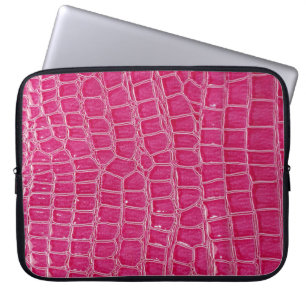 Roze Alligator Patroon Textuur Laptop Sleeve