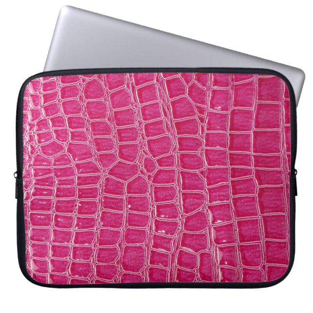 Roze Alligator Patroon Textuur Laptop Sleeve (Voorkant)