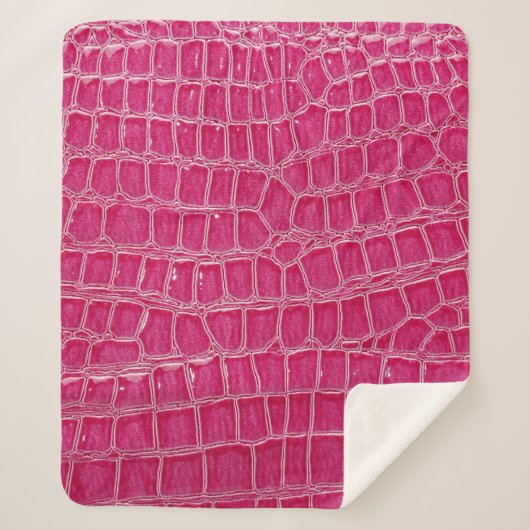 Roze Alligator Patroon Textuur Sherpa Deken (Voorkant)