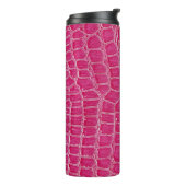 Roze Alligator Patroon Textuur Thermosbeker (Gedraaid links)
