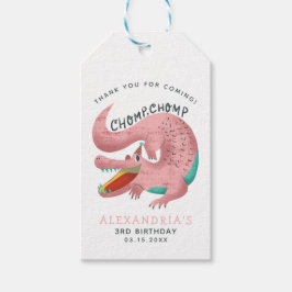 Roze Alligator Verjaardagsfeestje Favor Cadeaulabel