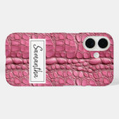 Roze alligatorhuid gepersonaliseerd Case-Mate iPhone case (Achterkant (horizontaal))