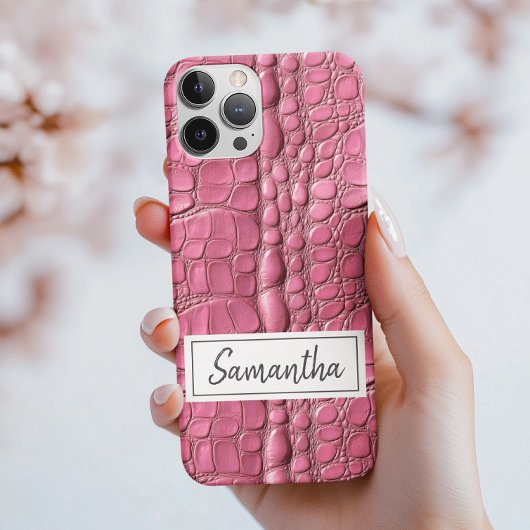 Roze alligatorhuid gepersonaliseerd Case-Mate iPhone case