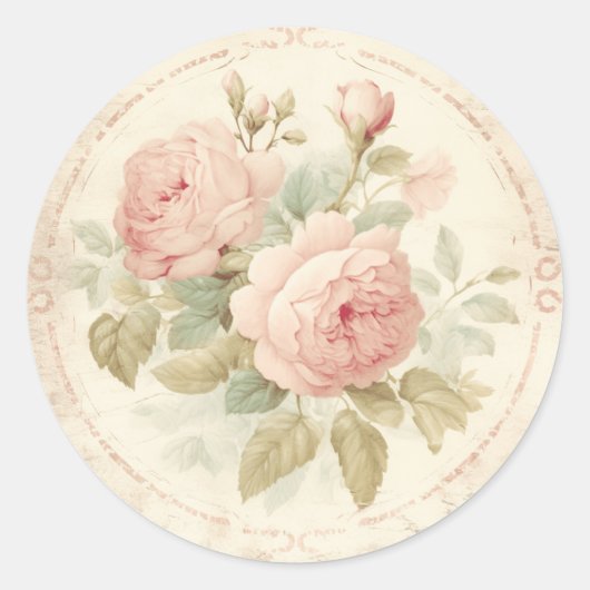  Roze Allure Shabby Chic Ronde Sticker (Voorkant)