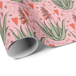 Roze Aloë Vera Veel Oranje Aloë Plant & Hart Cadeaupapier