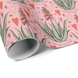 Roze Aloë Vera Veel Oranje Aloë Plant & Hart Cadeaupapier