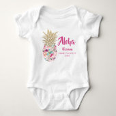 Roze Aloha-ananasfamilie Vacation Custom Romper (Voorkant)