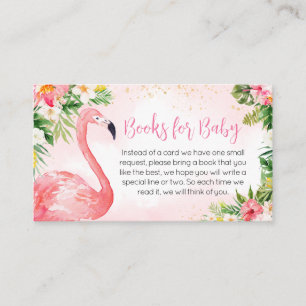 Roze Aloha Flamingo Baby shower Boeken voor Baby Informatiekaartje