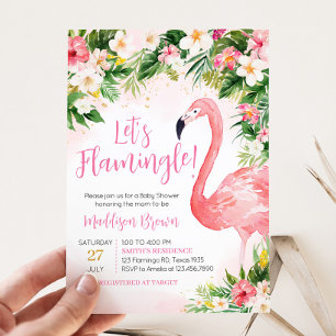 Roze Aloha Flamingo Baby shower Kaart
