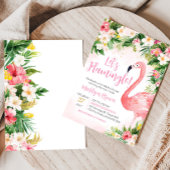 Roze Aloha Flamingo Baby shower Kaart