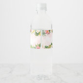 Roze Aloha Flamingo Baby shower Waterfles Etiket (Achterkant)