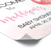 Roze Aloha Flamingo Baby shower Welkom Poster (Hoek)