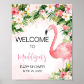 Roze Aloha Flamingo Baby shower Welkom Poster (Voorkant)