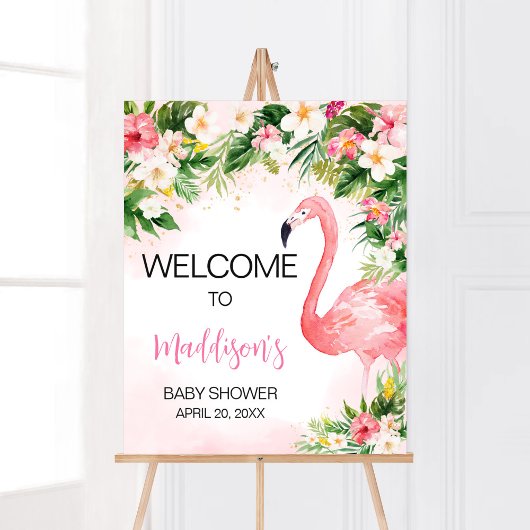 Roze Aloha Flamingo Baby shower Welkom Poster