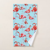 Roze Aloha Flamingo Bird Pattern op Blauwgroen Bad Handdoek (Handdoek)