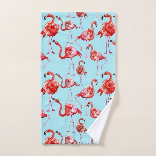 Roze Aloha Flamingo Bird Pattern op Blauwgroen Bad Handdoek (Handdoek)