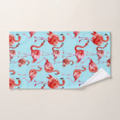 Roze Aloha Flamingo Bird Pattern op Blauwgroen Bad Handdoek (Handdoek)