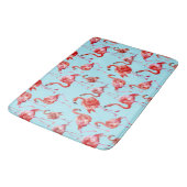 Roze Aloha Flamingo Bird Pattern op Blauwgroen Badmat (Gekanteld)