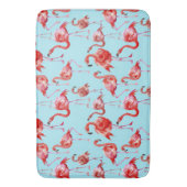 Roze Aloha Flamingo Bird Pattern op Blauwgroen Badmat (Voorkant Verticaal)