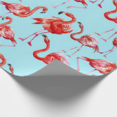 Roze Aloha Flamingo Bird Pattern op Blauwgroen Cadeaupapier (Hoek)