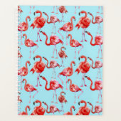 Roze Aloha Flamingo Bird Pattern op Blauwgroen Planner (Voorkant)