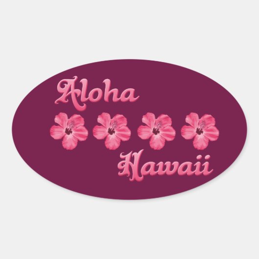 Roze Aloha Hawaii Ovale Sticker (Voorkant)