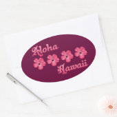 Roze Aloha Hawaii Ovale Sticker (Envelop)