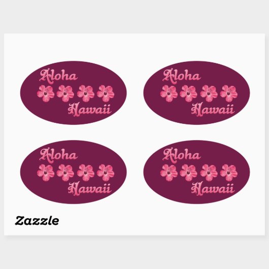 Roze Aloha Hawaii Ovale Sticker (Vel)