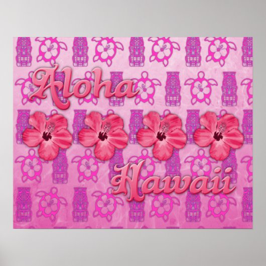 Roze Aloha Hawaii Poster (Voorkant)