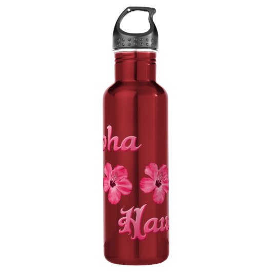 Roze Aloha Hawaii Waterfles (Voorkant)