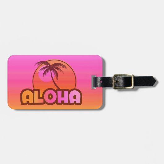 Roze Aloha Palm Bagagelabel (Voorkant horizontaal)