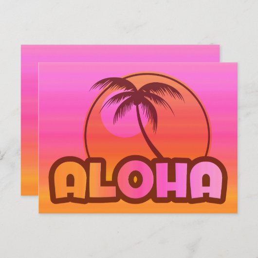 Roze Aloha Palm Briefkaart (Voorkant / Achterkant)