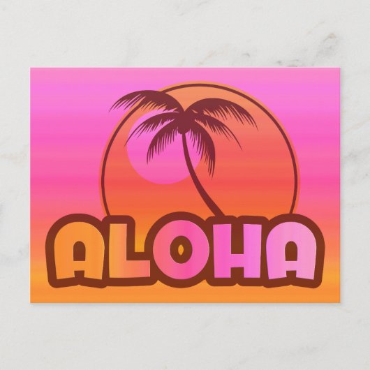 Roze Aloha Palm Briefkaart (Voorkant)