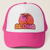 Roze Aloha Palm Trucker Pet (Voorkant)