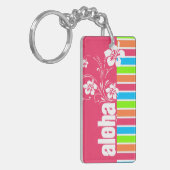 Roze Aloha; Retro Neon Rainbow Sleutelhanger (Voorkant Links)