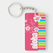 Roze Aloha; Retro Neon Rainbow Sleutelhanger (Voorkant)